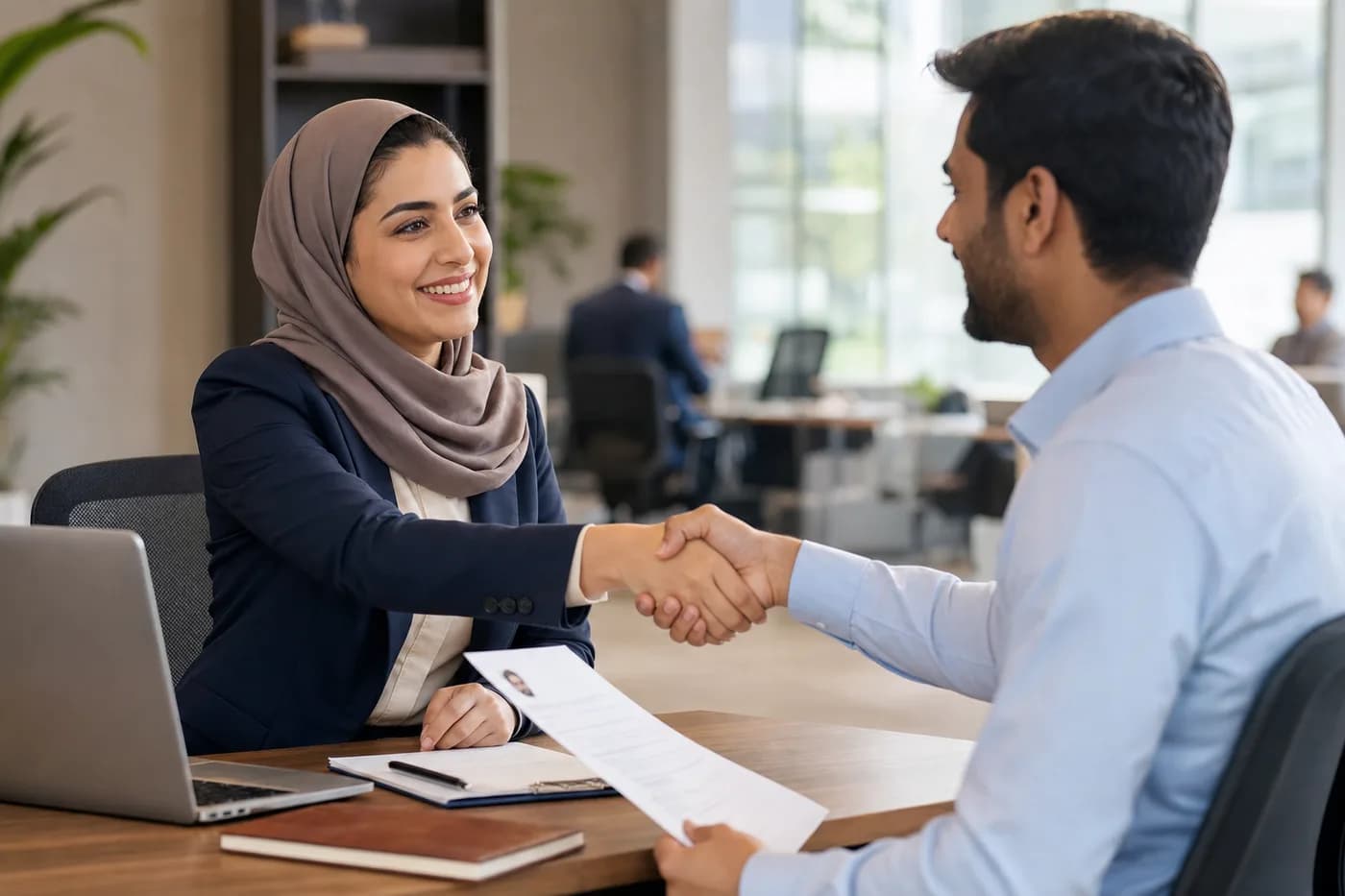 Candidate discussing an opportunity with a VPlaceU recruiter